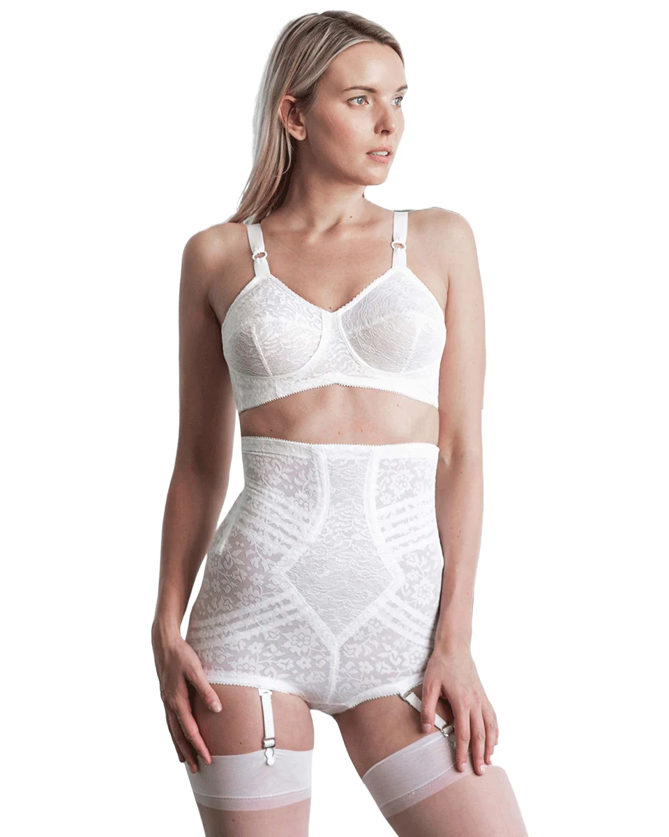Rago Extra Firm High Waist Brief - Black / White / Beige - Image 3