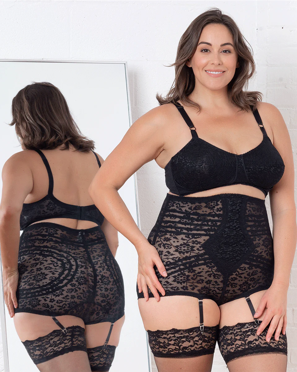Rago Extra Firm High Waist Brief - Black / White / Beige - Image 6